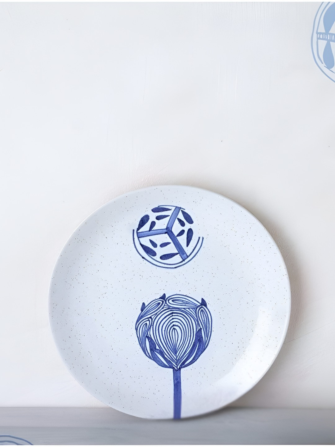 FREEDOM TREE Elae Blue Hand Painted Ceramic Dishwasher & Microwave Safe Plates