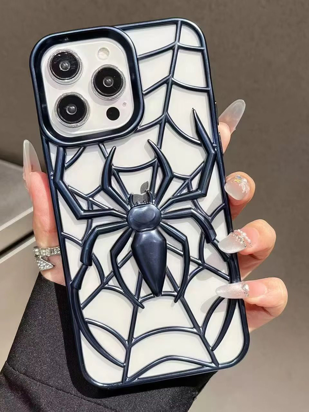 CASE CREATION Women iPhone 15 Pro Impact Resistant Spider Web 3D Cartoon Back Case