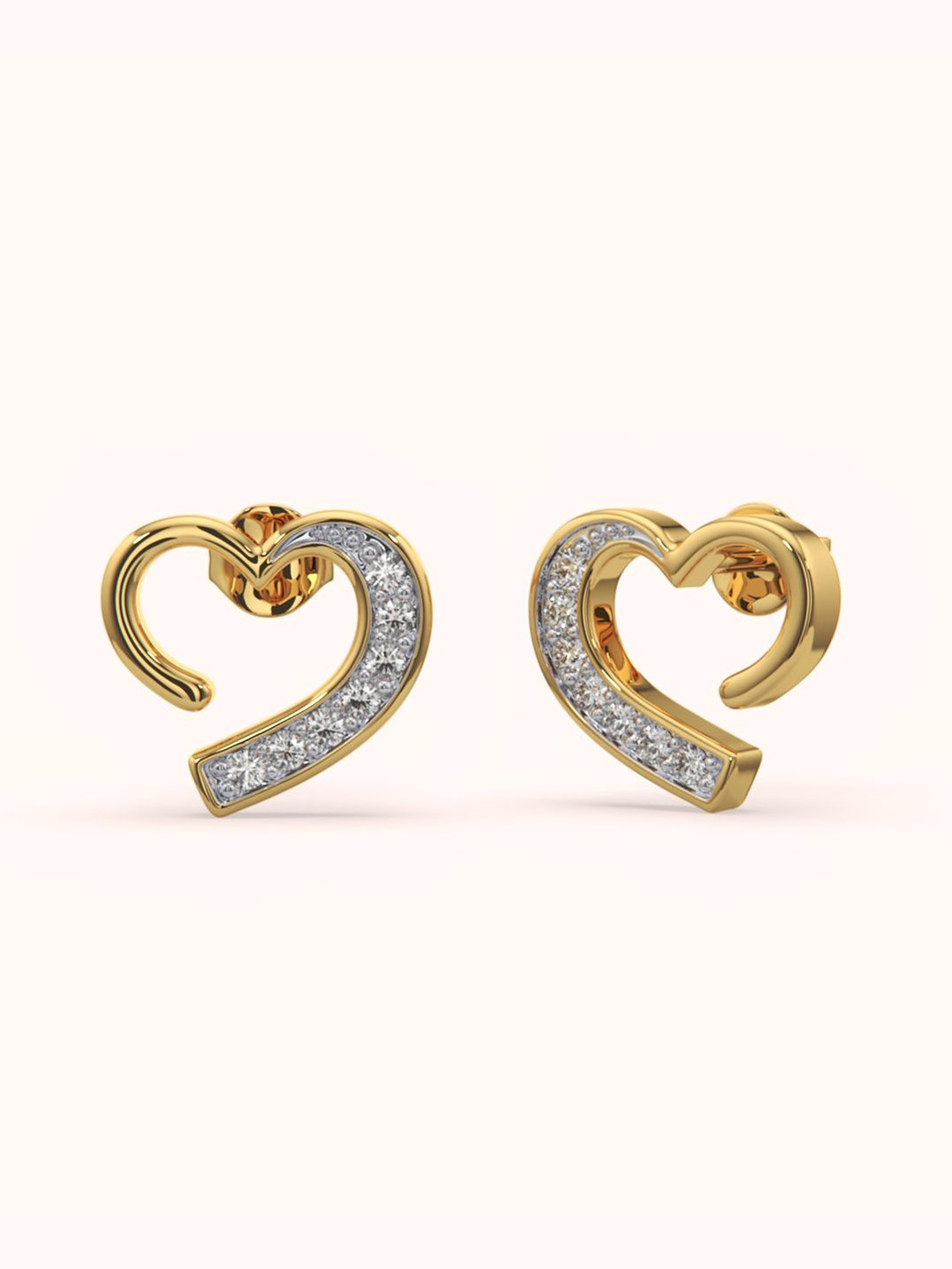 KYMEE 18K Gold Vermeil Cubic Zirconia Vermeil Twisted Heart Studs
