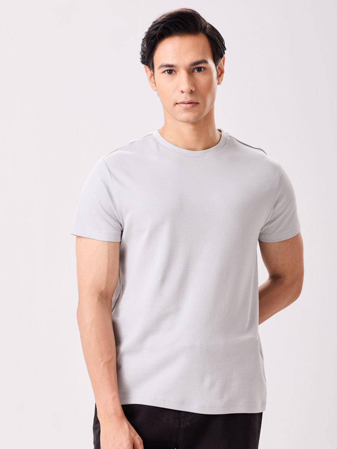 MH&Y Round Neck Short Sleeves Pure Cotton T-shirt