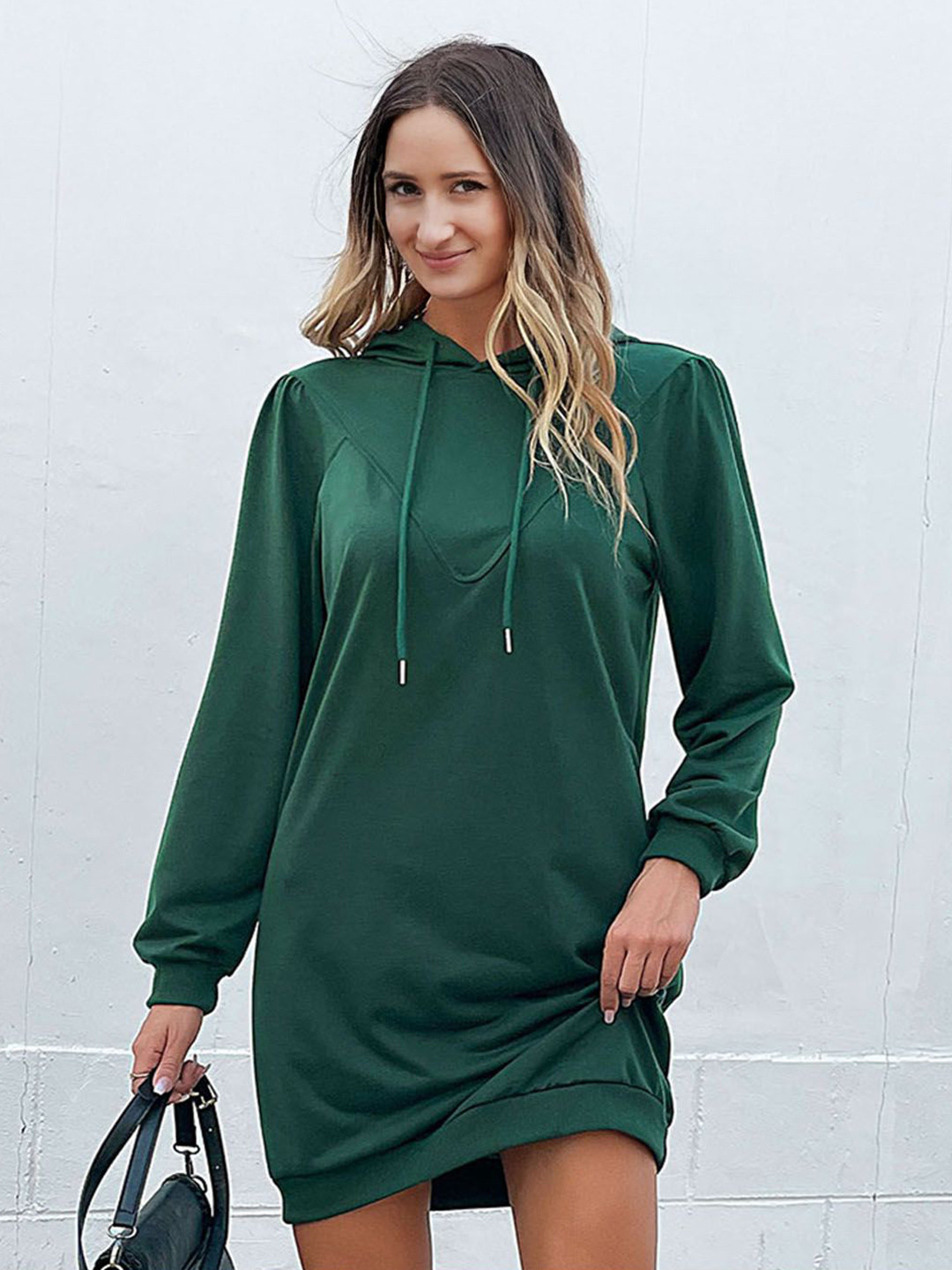 StyleCast Hood Cuffed Sleeves Shift Mini Dress