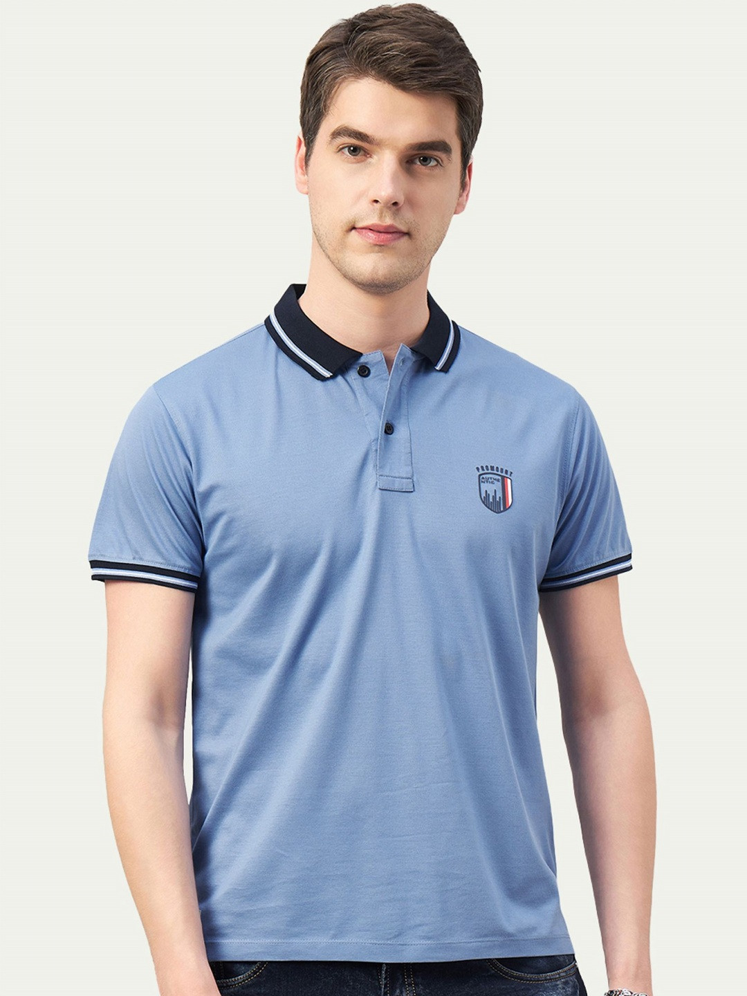 MOUNTAIN COLOURS Graphic Printed Polo Collar T-shirt