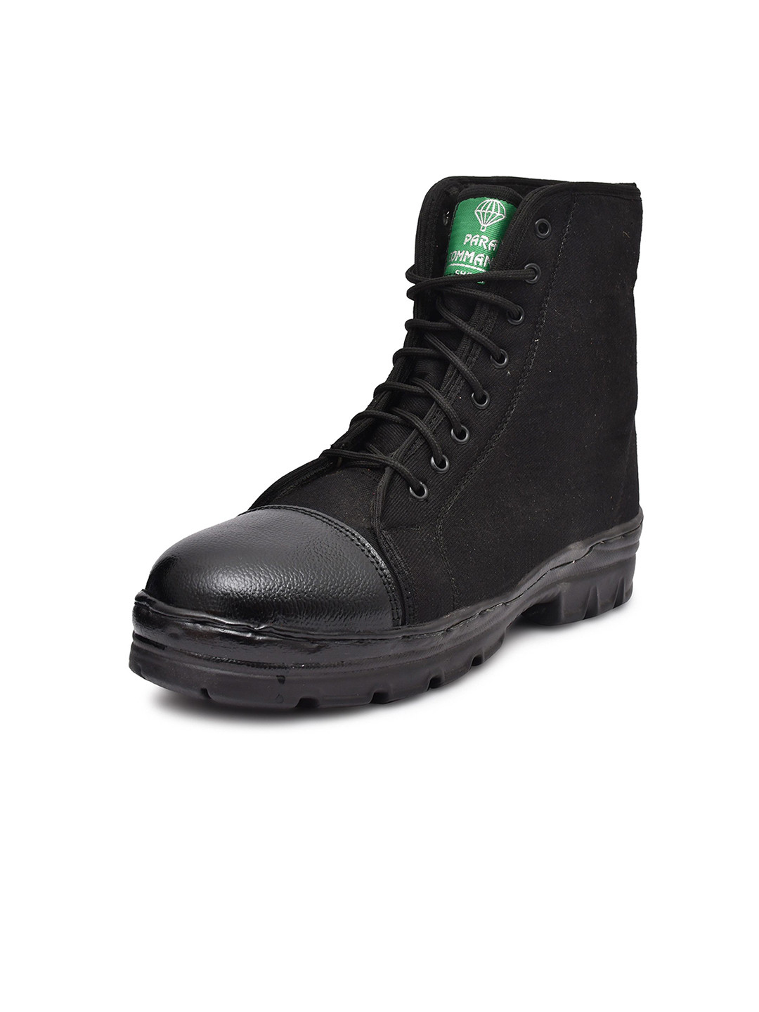 para commando Men Round Toe Leather Block Boots