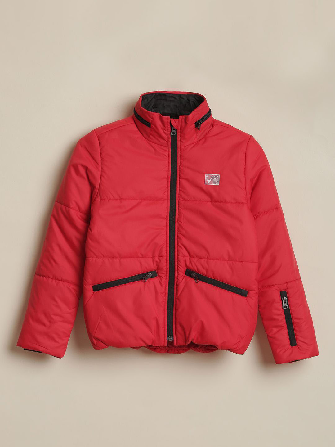Allen Solly Junior Boys Reversible Padded Stand Collar Jacket with Patchwork