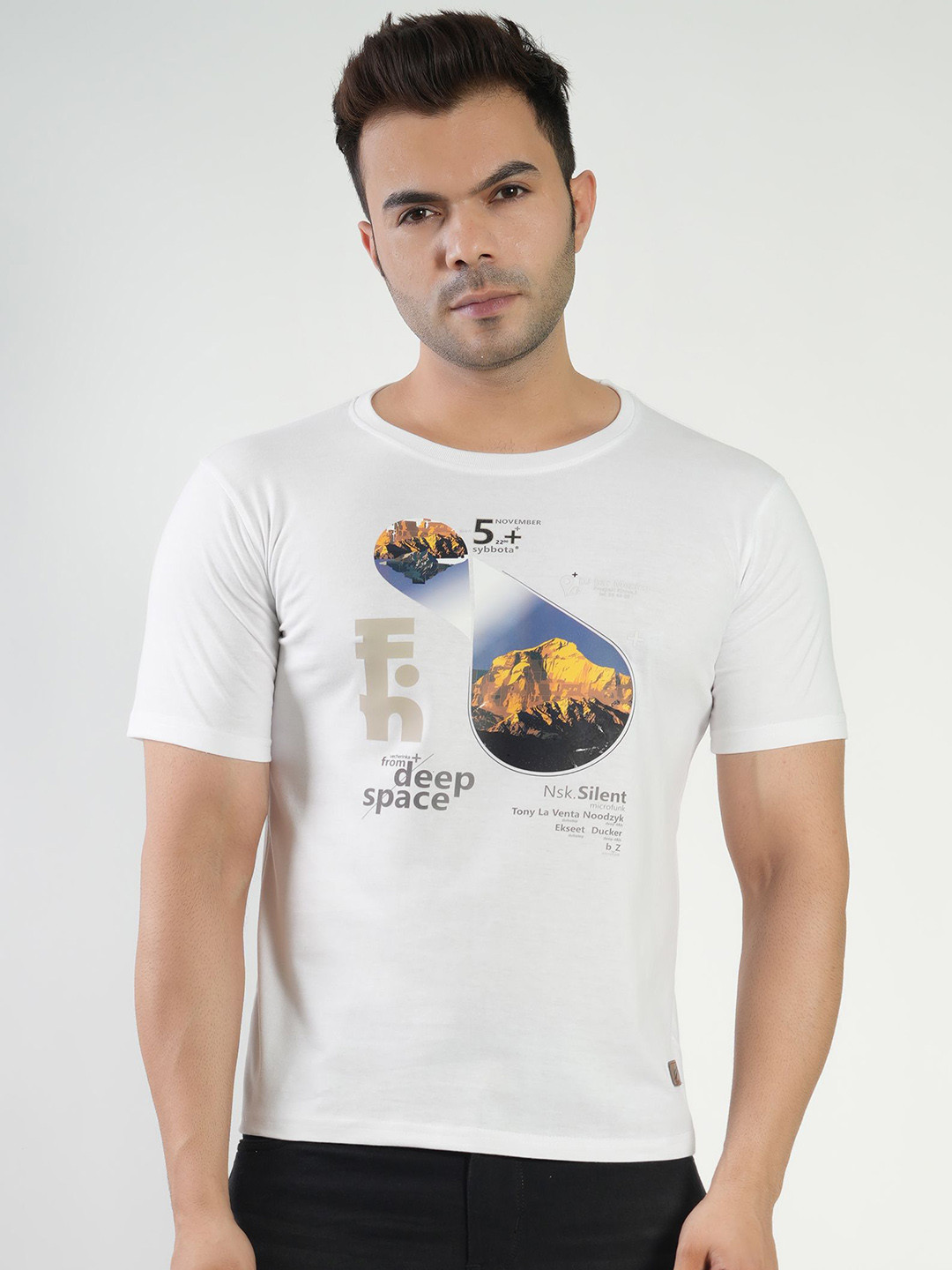 John Peters Graphic Printed Round Neck Basketball Bio Finish T-shirt