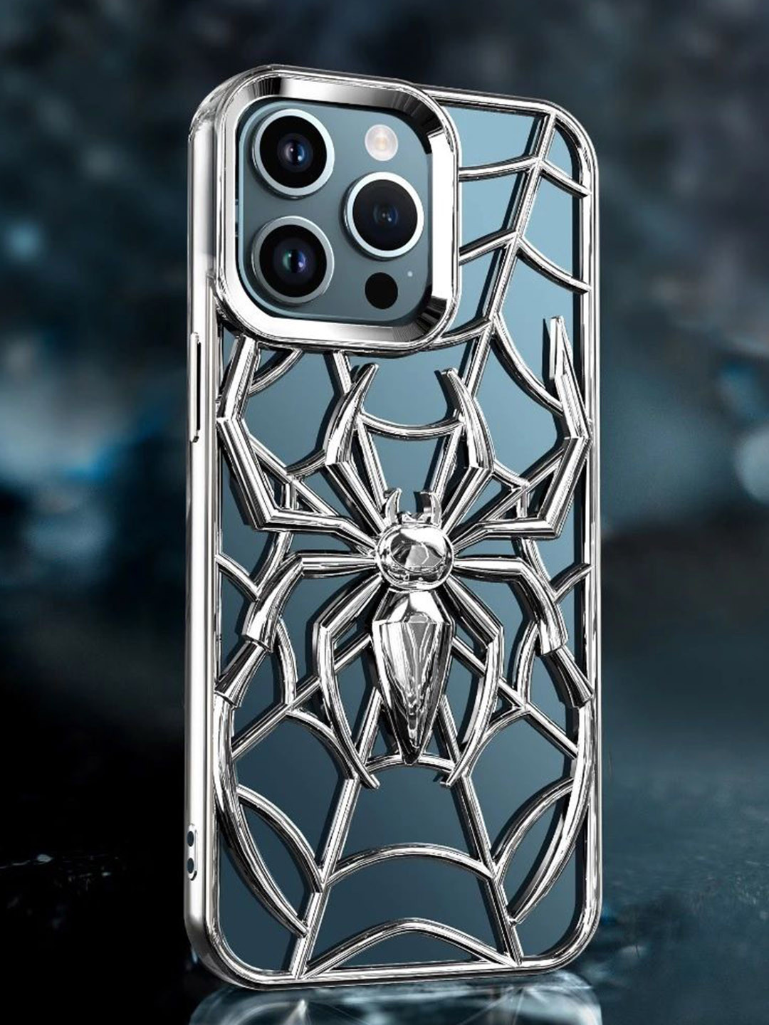 CASE CREATION Spider Web Silicone 3D Printed Impact Resistant iPhone 15 Pro Max Back Case