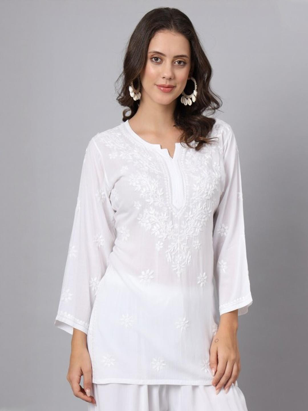 MALABIS Rayon Short Chikankari Top Comfortable And Breathable Perfect For Every Occasion