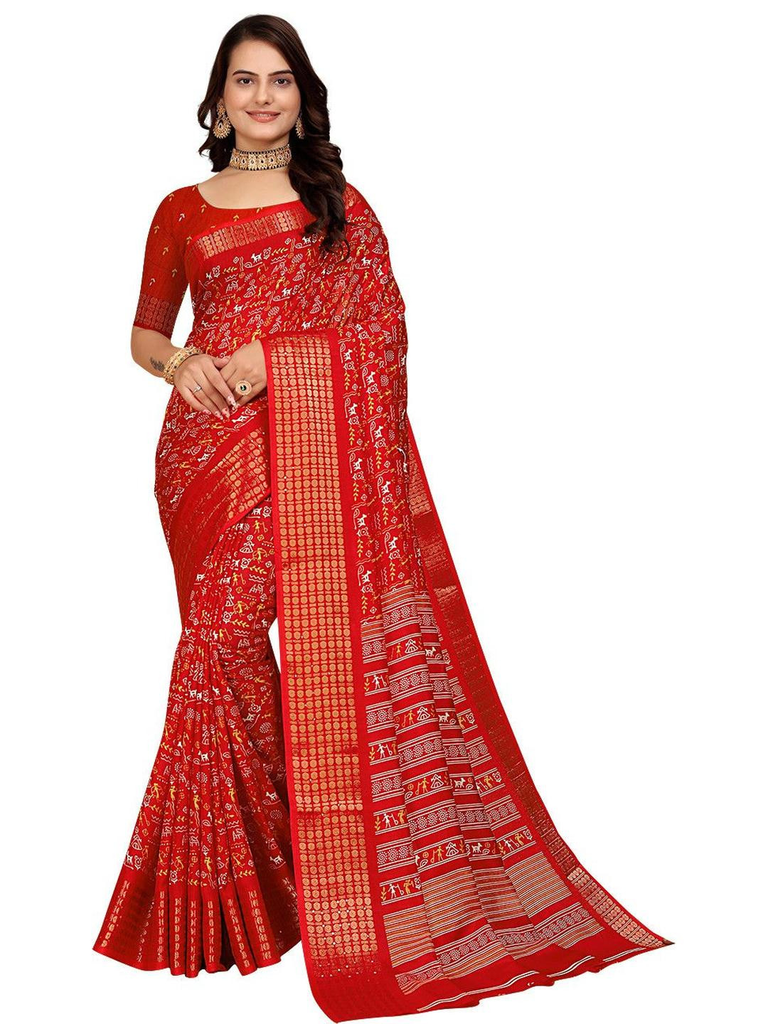 KANOODA Women Warli Printed Sarees
