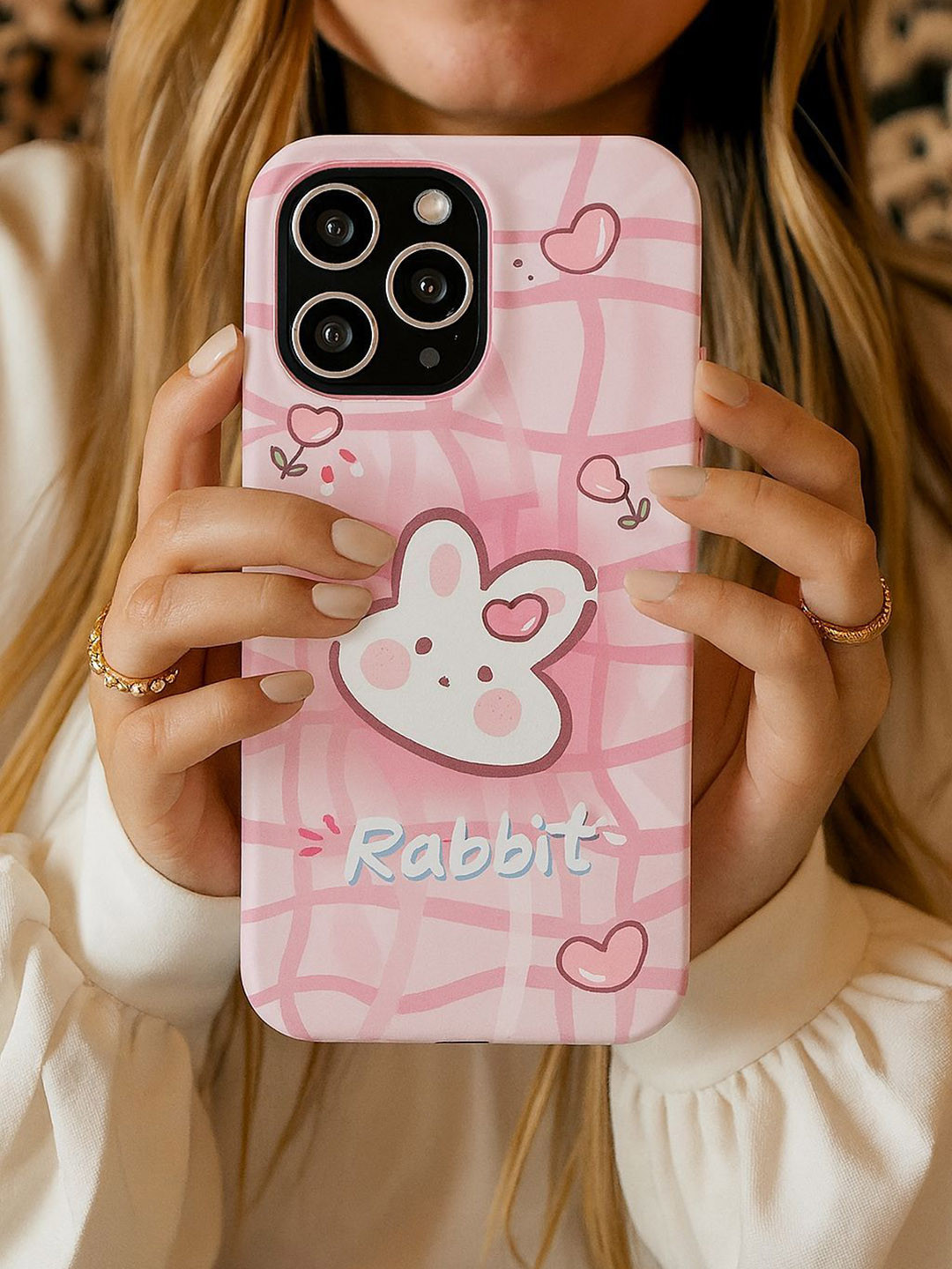 CASE CREATION Women Rabbit Bunny  Printed Impact Resistant iPhone 14 Pro Max Back Case