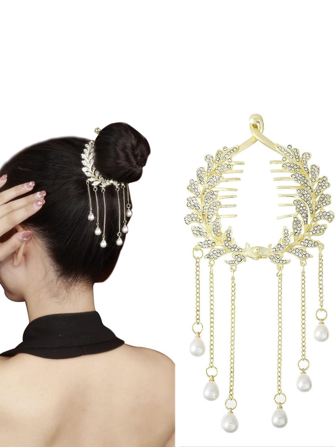 Medbuddy Women Artificial Stone Studded Embellished Charm Bumpit Hair Pin