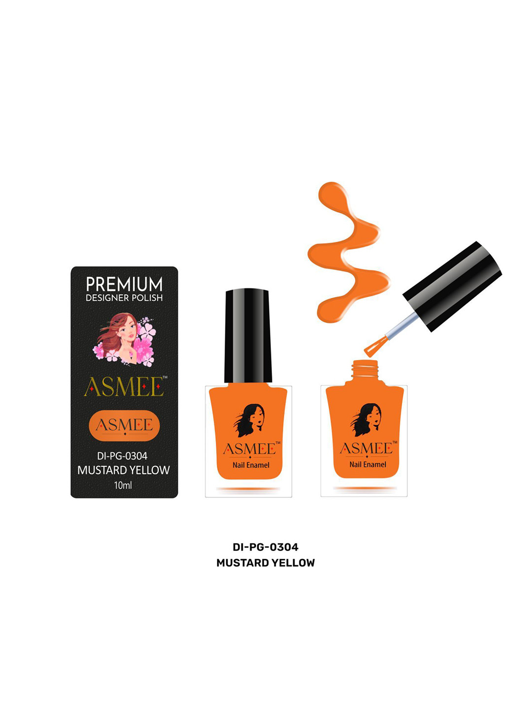 ASMEE Premium Glossy Gel Nail Enamel - 10 ml - Mustard Yellow DI-PG-0304