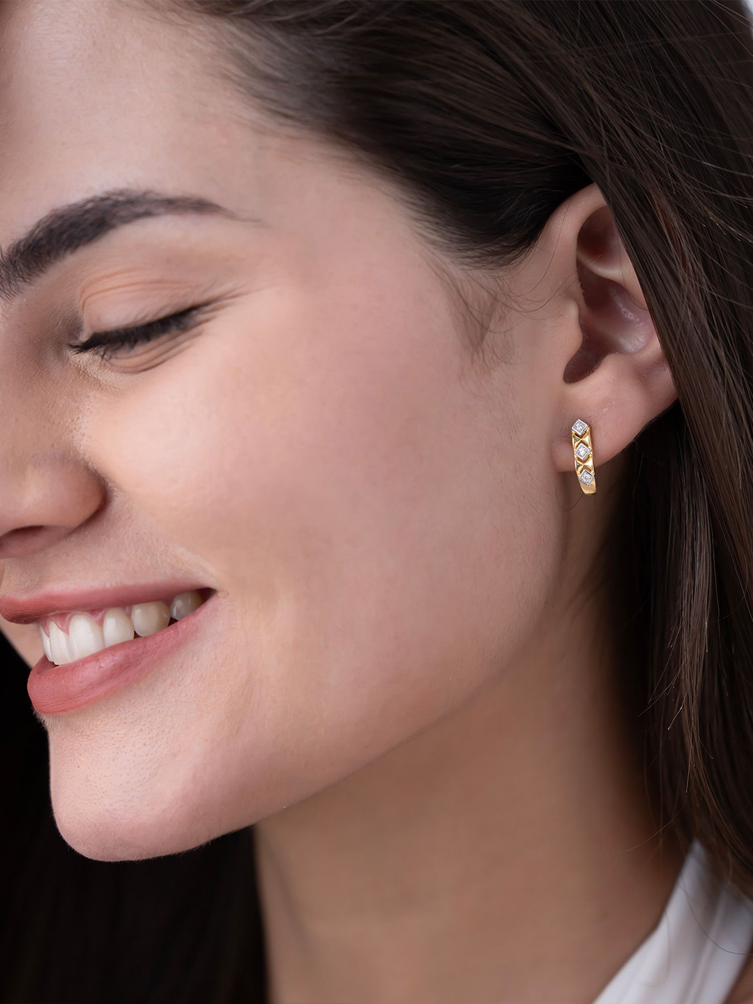 KYMEE 18K Gold Vermeil Diamond Hoop Earrings