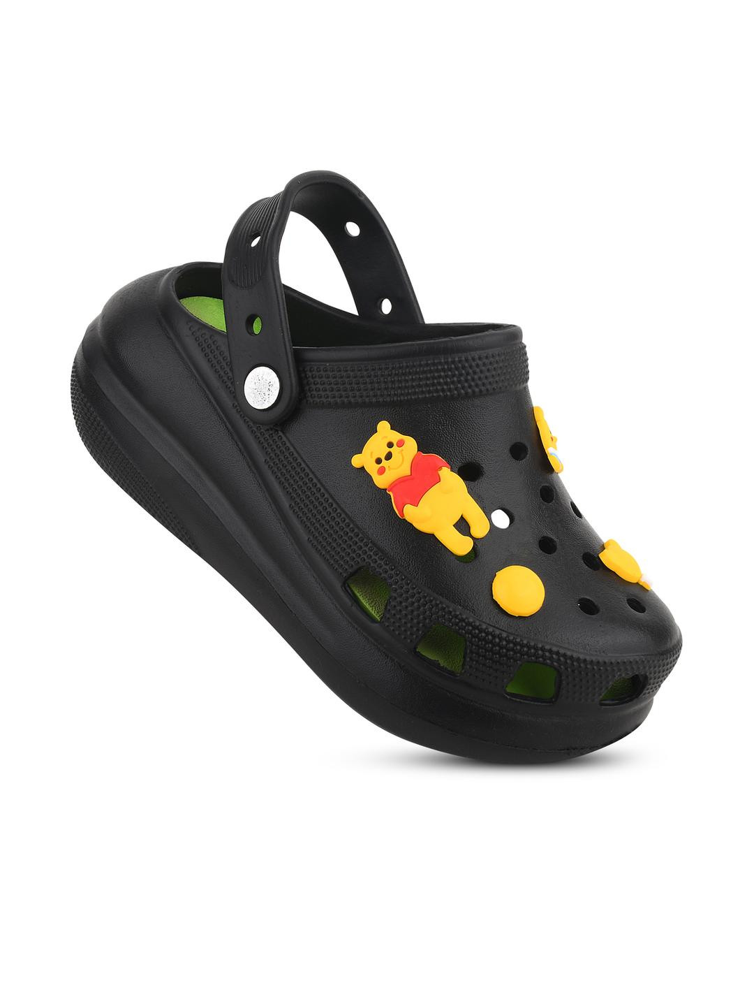 TRZ KIds Black Rubber Slip On Clogs Sandals