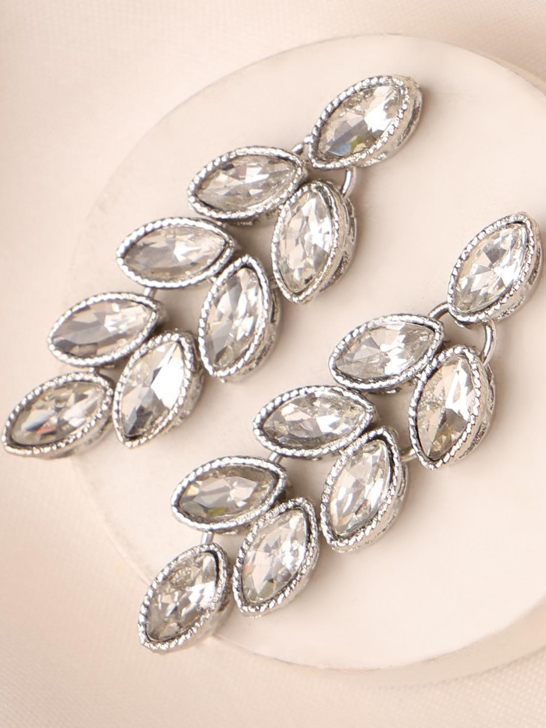 EIT Collection Women White Silver-Plated Artificial Stones Trendy Jewellery Set