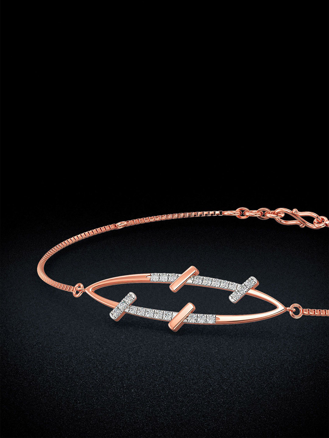 Joyalukkas Women 18 Kt Rose Gold Oval Elegance Diamond Bracelet -2.38 gms