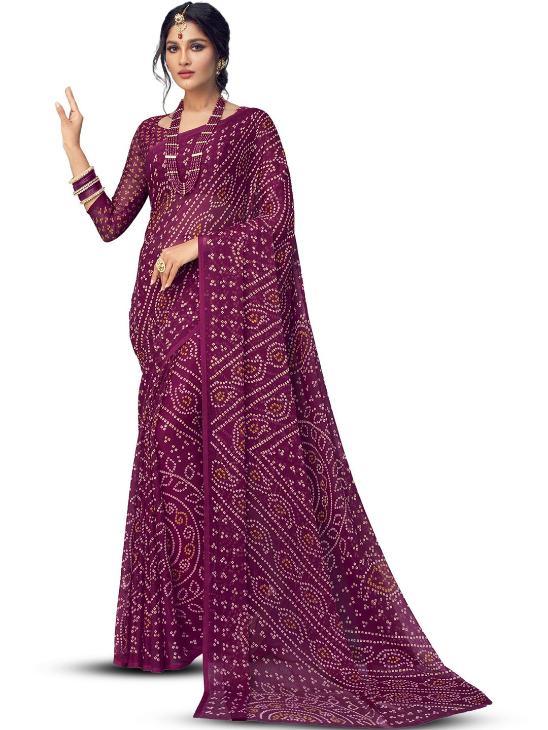 THE FASHION ATTIRE Daily Bandhani Printed Bandhani Saree