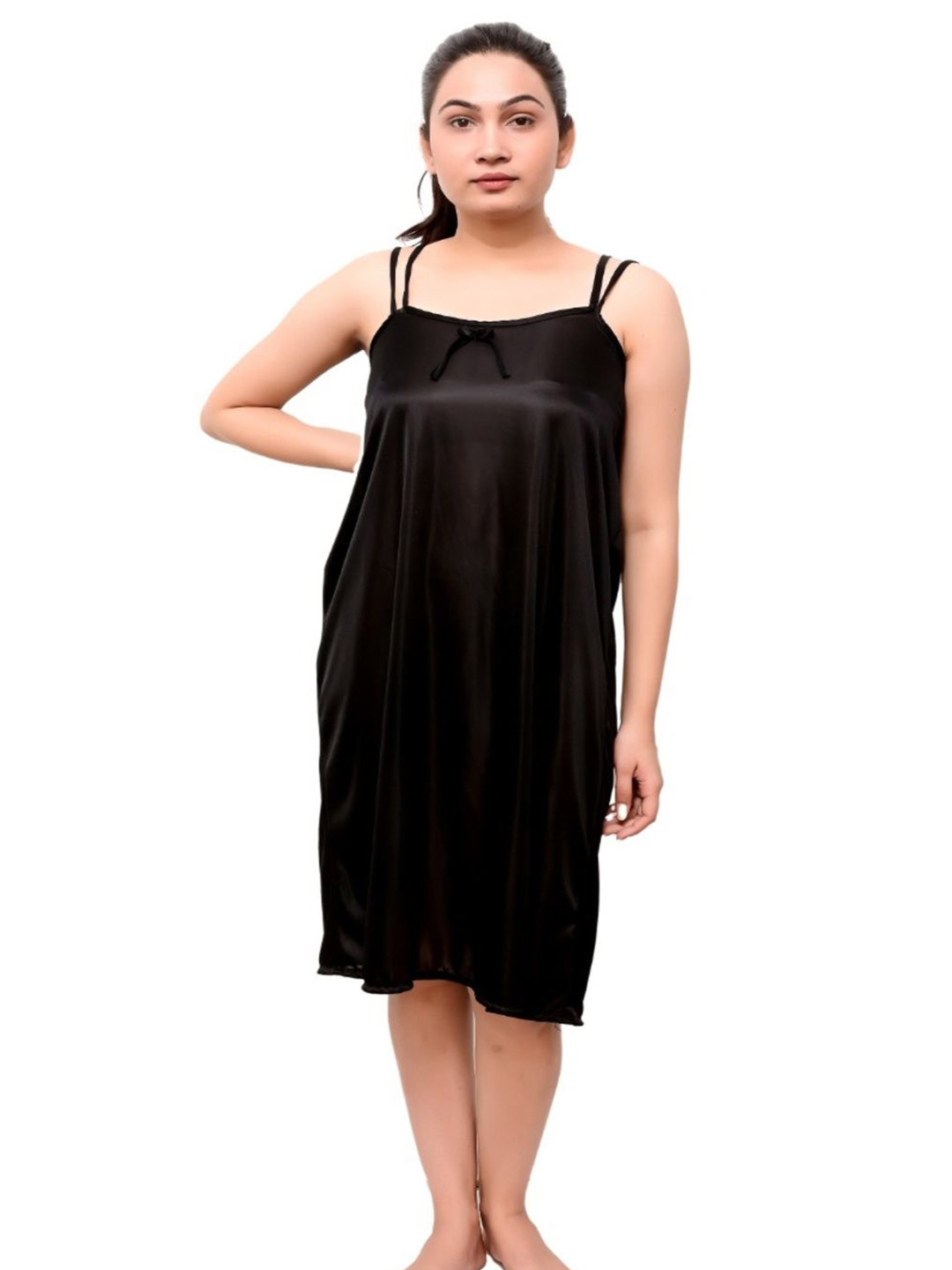 ANKONA Satin Short Nighty with Double Shoulders Straps