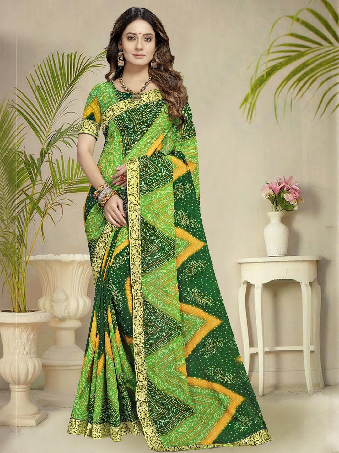 KANOODA Pure Georgette Bandhani Saree