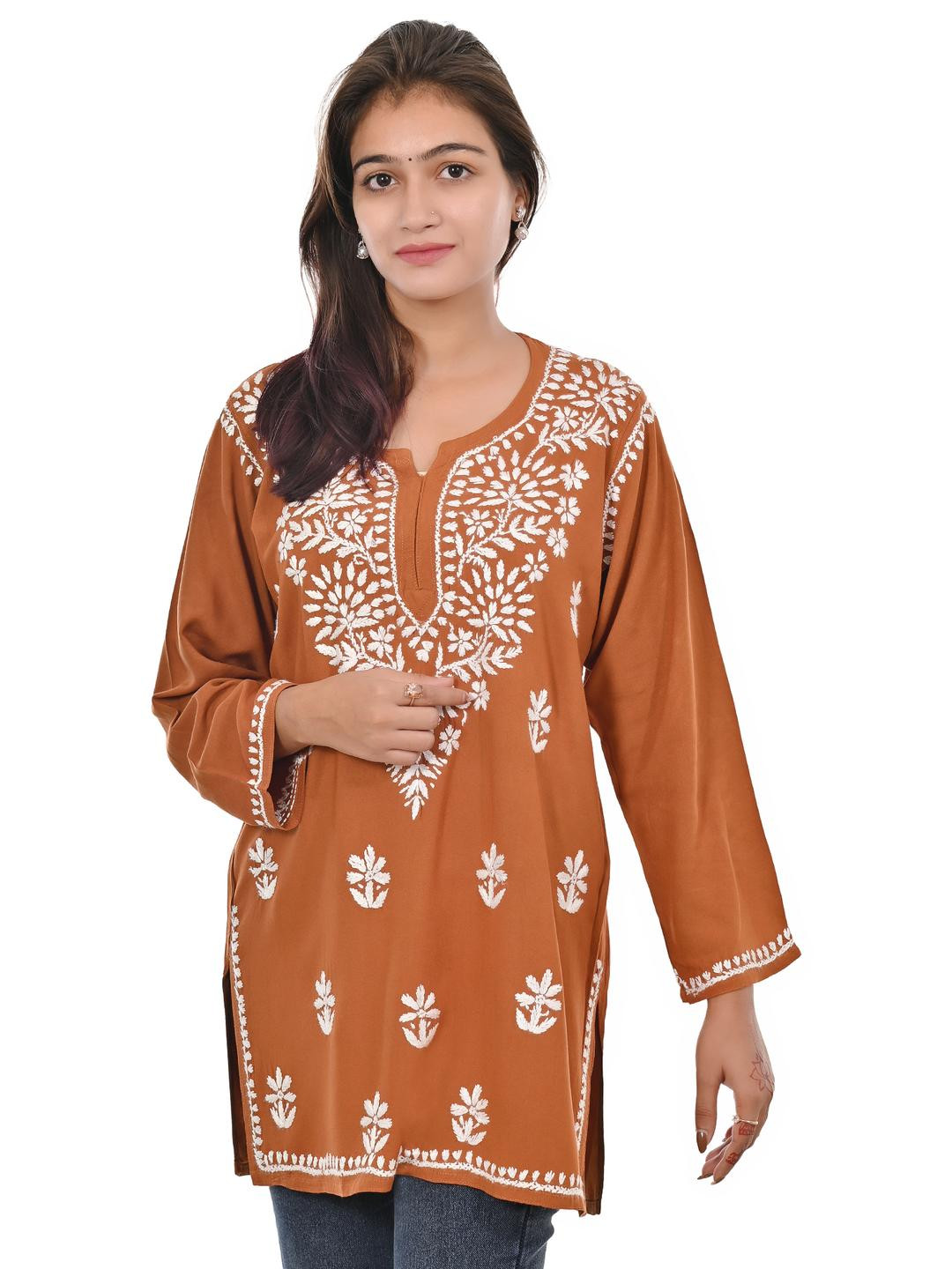MALABIS Women Mustard Chikankari Tops