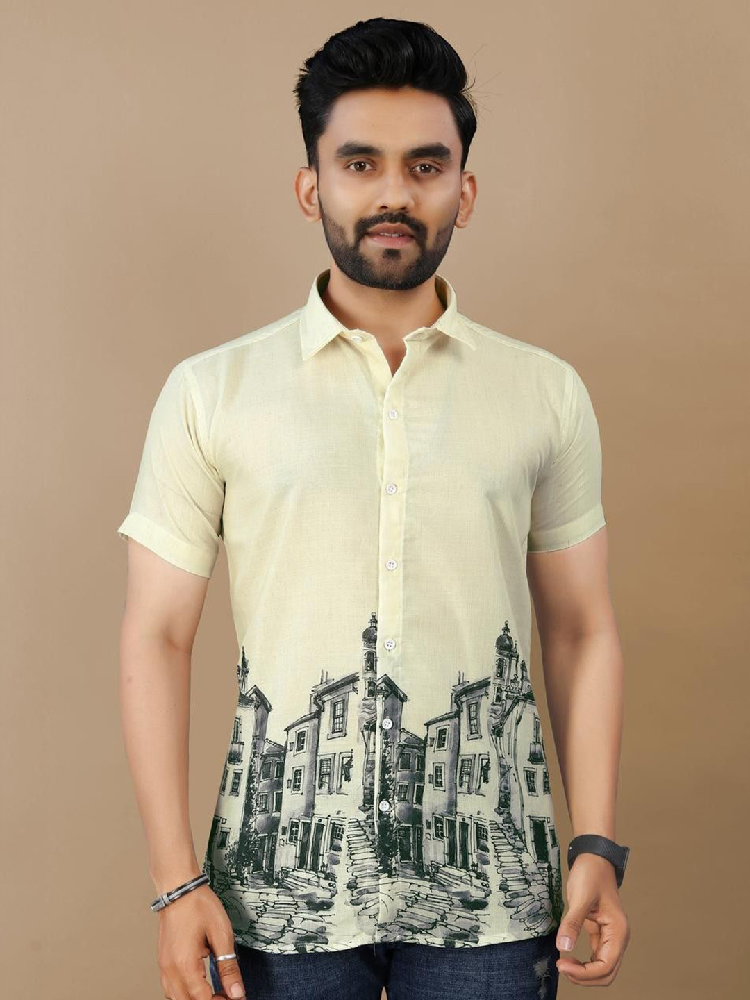 Moksha Trends VL-Ship Smart Printed Cotton Casual Shirt