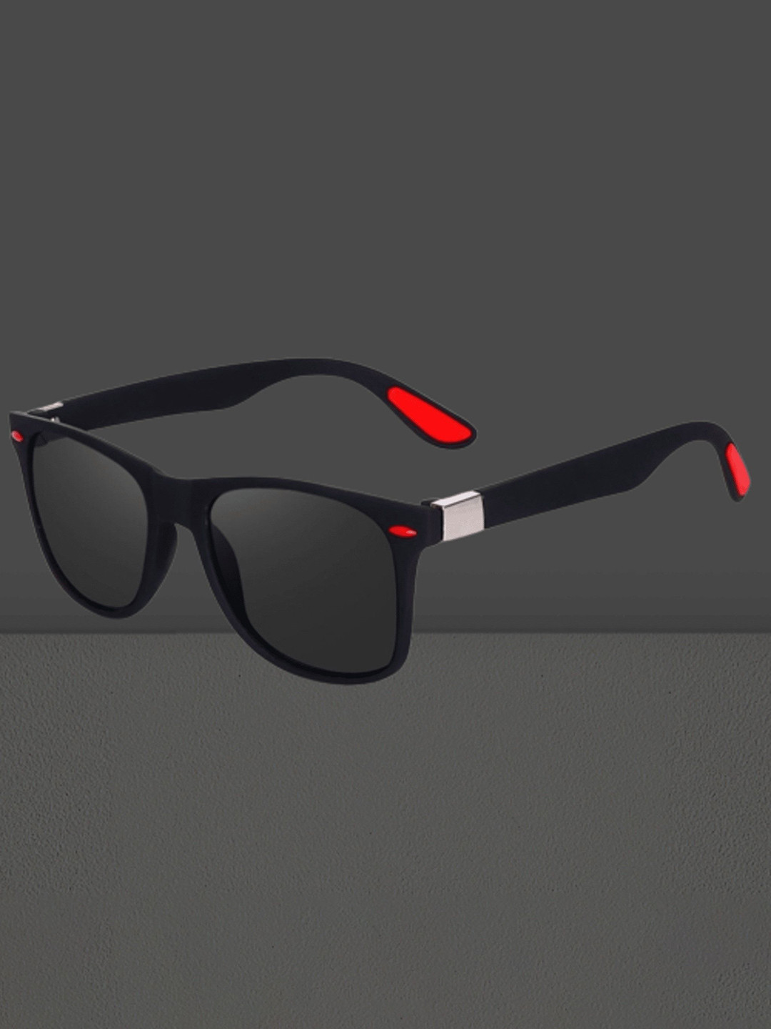 SPADEACES Unisex Polarised and UV Protected Wayfarer Sunglasses REDTIP BLACK WAYFARAR-145