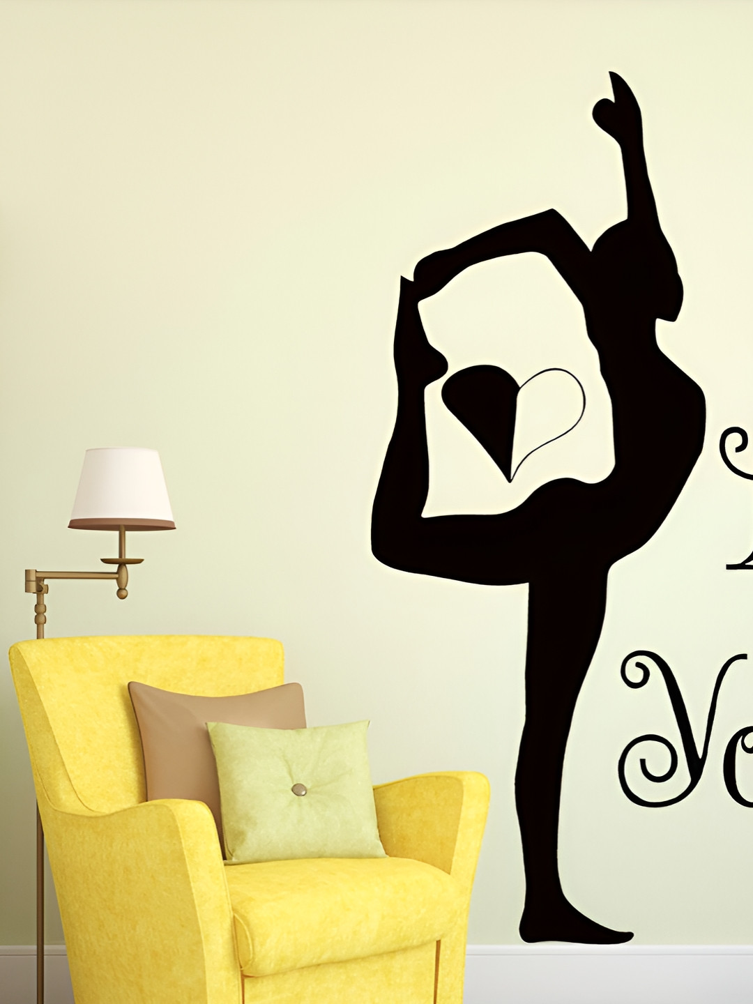 LANSTICK Black Yoga Love Wallsticker
