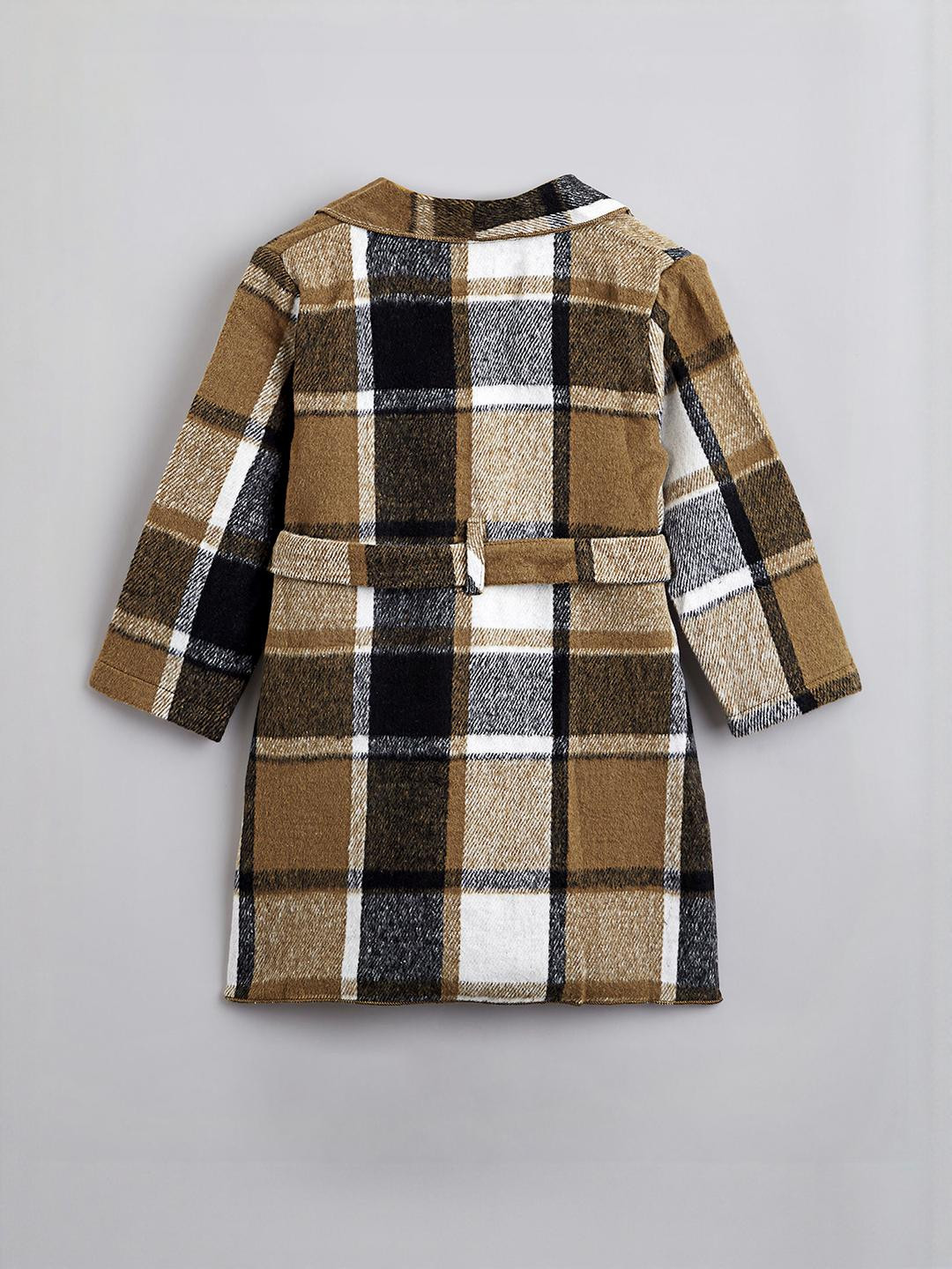 Hopscotch Girl Checkered Full-Sleeve Long Coat