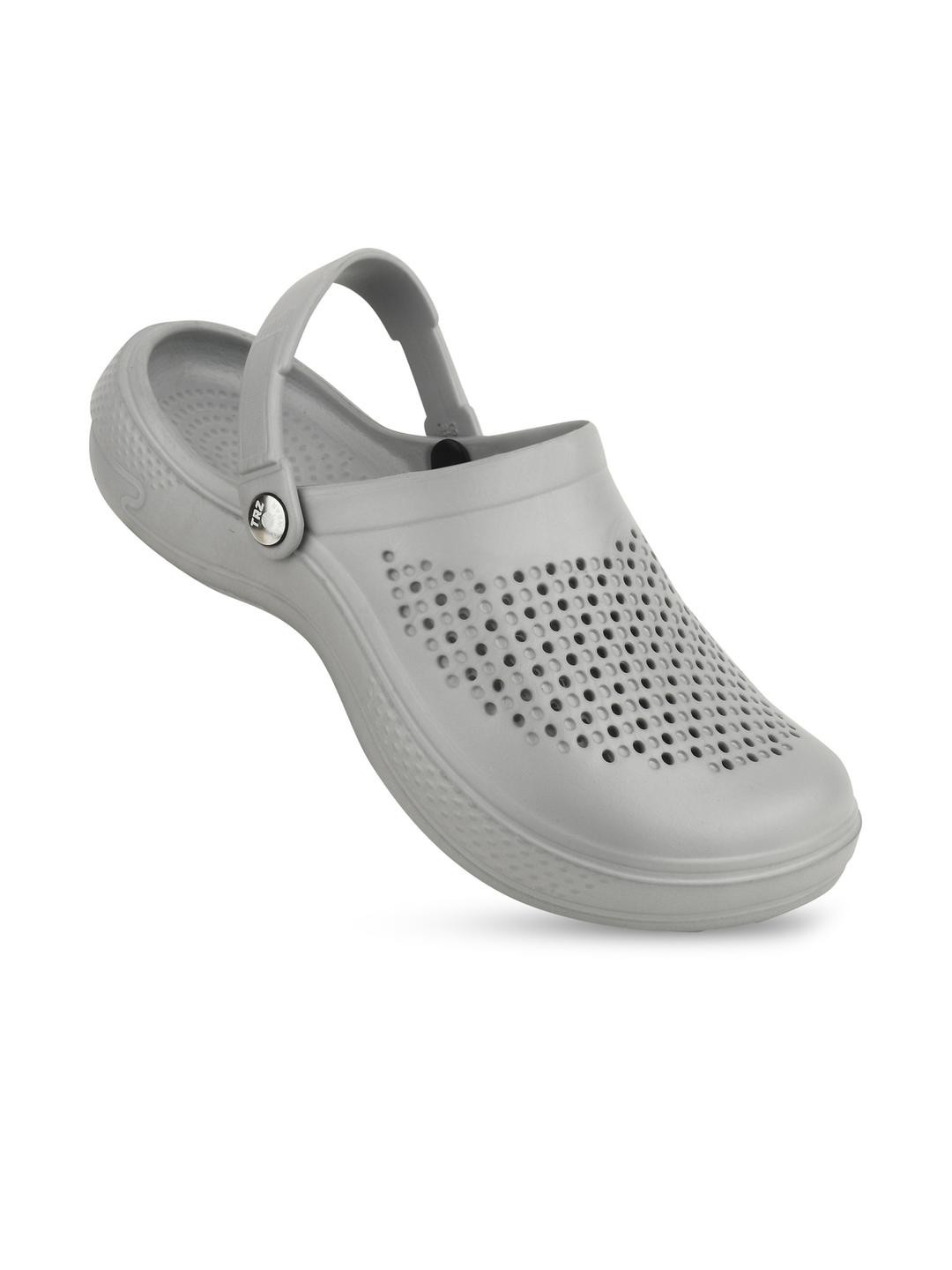 TRZ Men Grey Rubber Clogs Sandals With EVA Sole