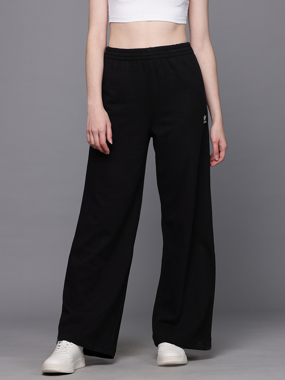 ADIDAS Originals Women Brand Logo Detail Terry Cotton Essentials Wide Leg Track Pants