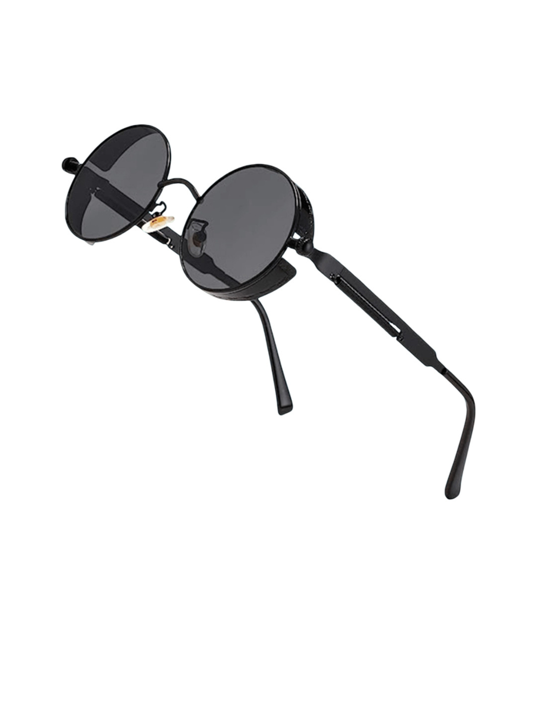 SPADEACES Kids Round Sunglasses with UV Protected Lens Steampunk Full Black -59