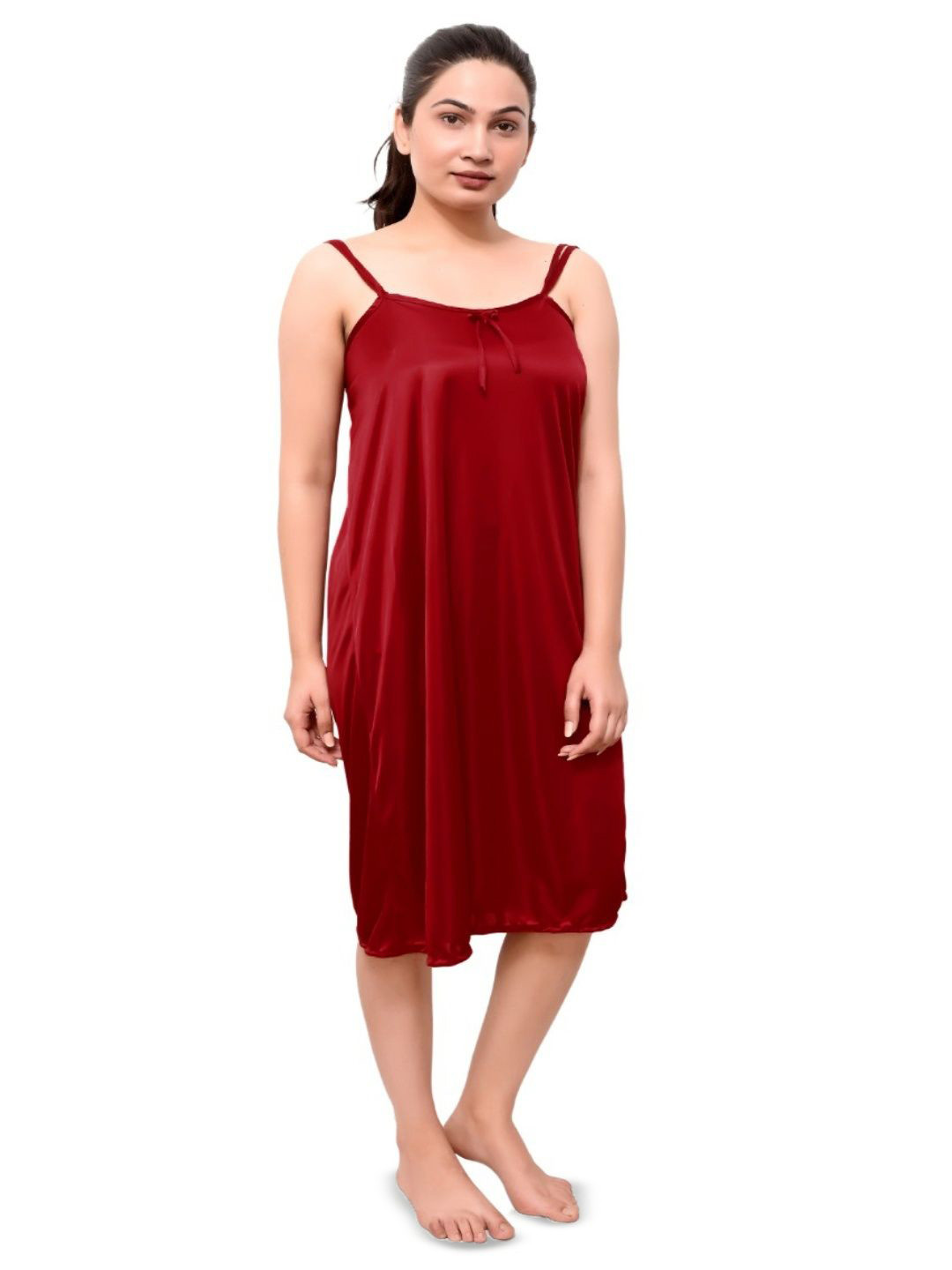 Ankona Satin Short Nighty In Baby Doll Style Double Strap on Sholders