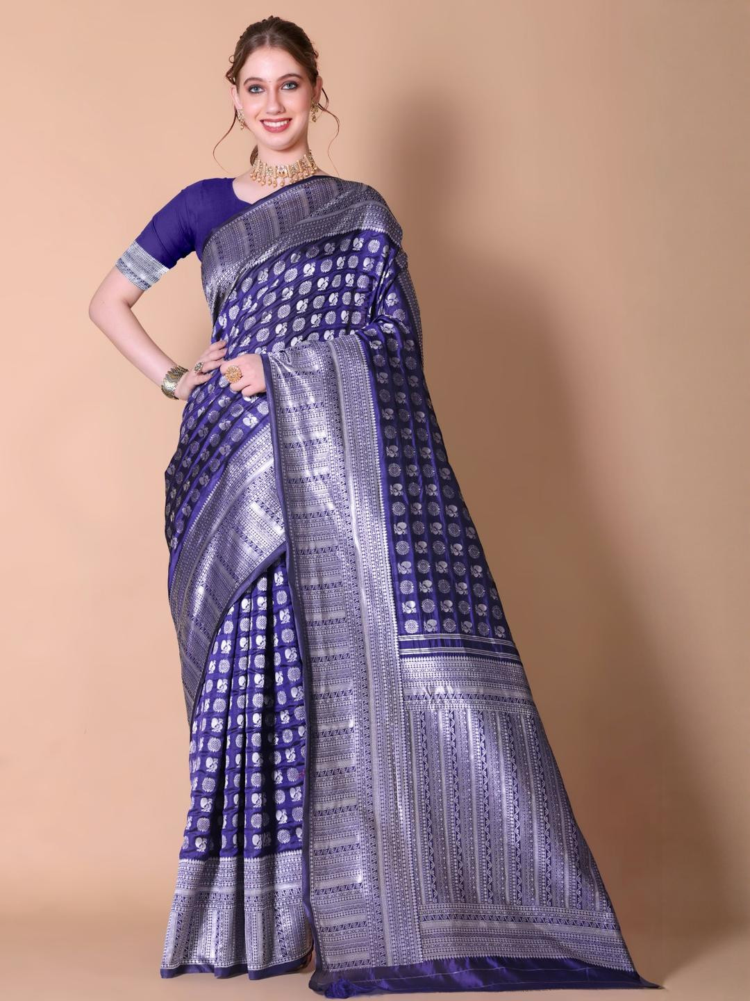 KRIVITY Navy Blue   Sarees