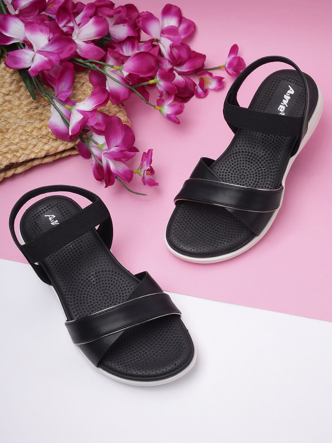 AIWIE Women Textured Open Toe Comfort Flat Sandals