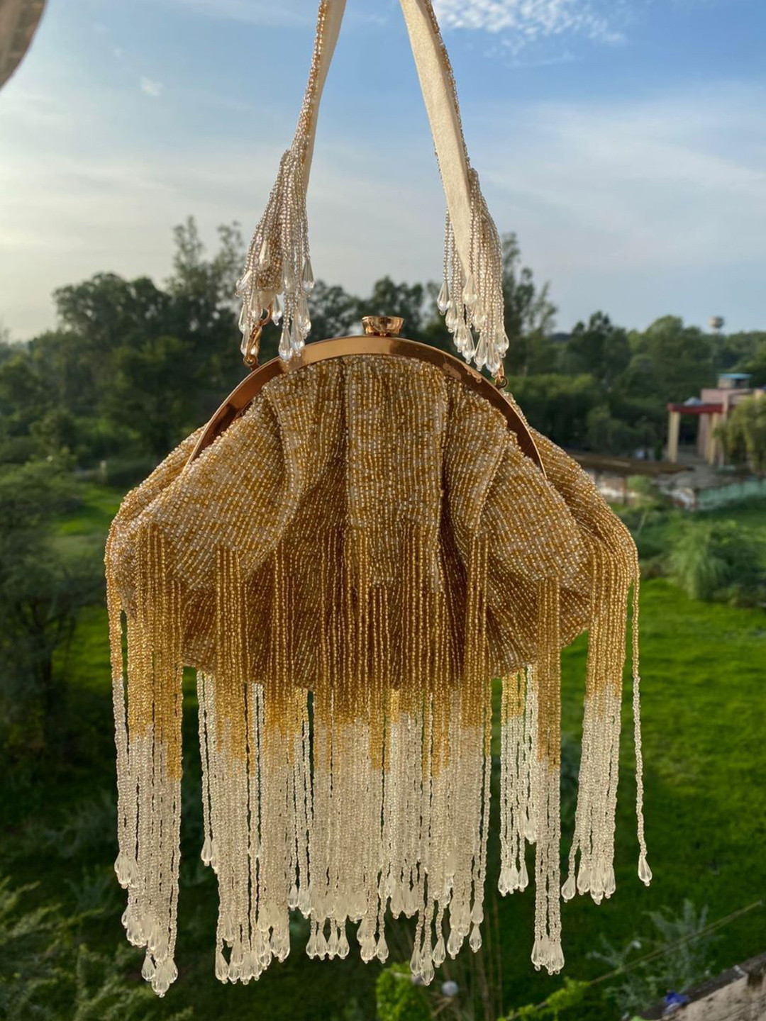 SALUJA PUNJABI JUTTI Embellished Potli With Wrist Loop