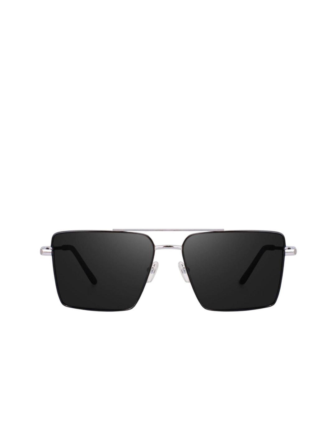 SPADEACES Black Lens & Silver-Toned Aviator Sunglasses  SP-HQ SILVER BLACK SQUARE-040