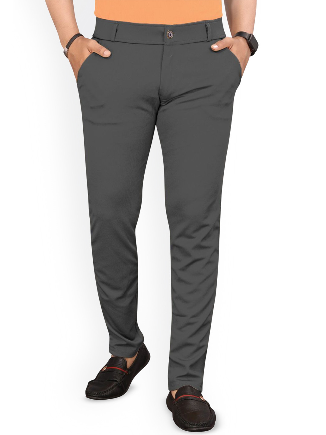 BHAVESHBHAI Men Comfort Regular Fit Mid-Rise Trousers