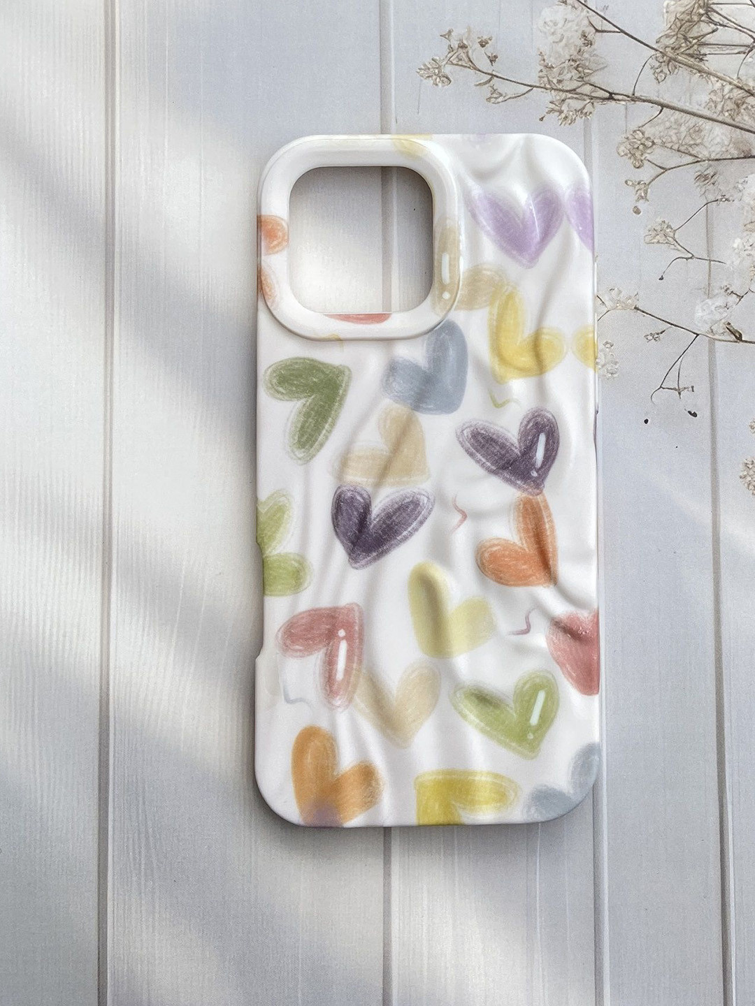 CASE CREATION 3D Heart Vibrant Doodle Printed Impact Resistant iPhone 14 Plus Back Case