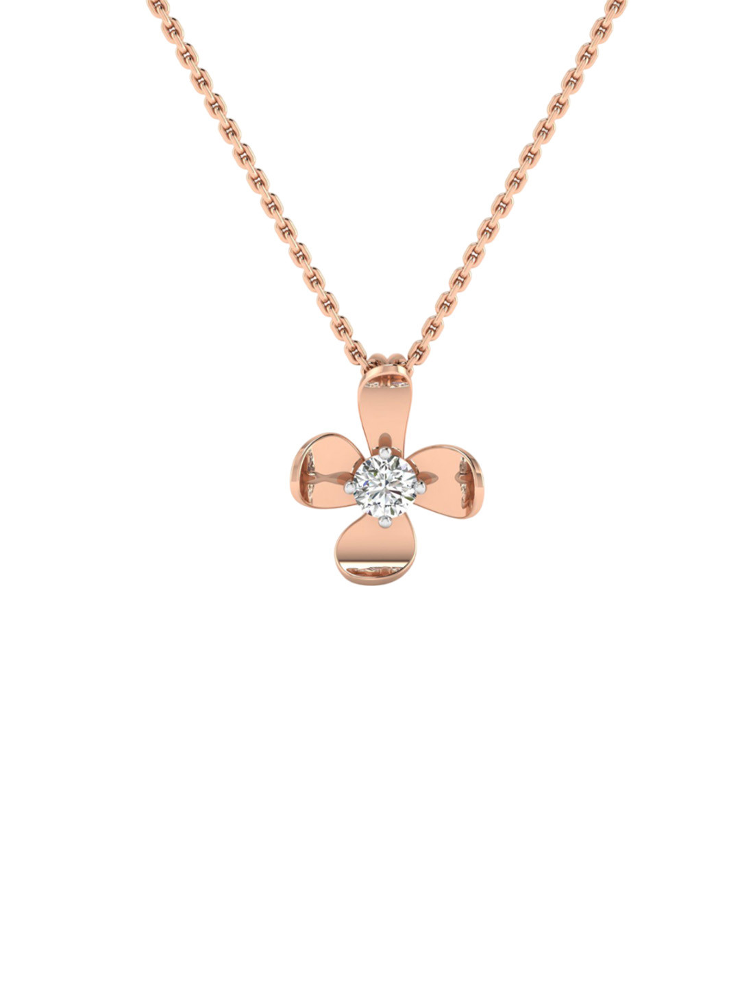SHINE ETERNAL 18K Rose Gold Lab Grown Diamond Petal Inspired Diamond Pendant-1.045g