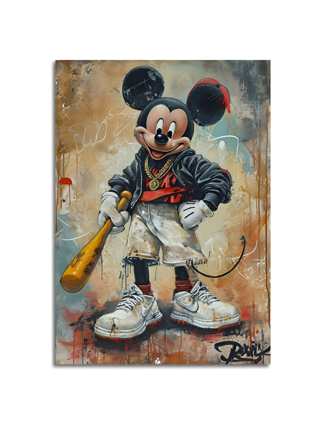 Craftnest creations White & Black Single Piece Canvas Cartoon Characters Wall Paintings