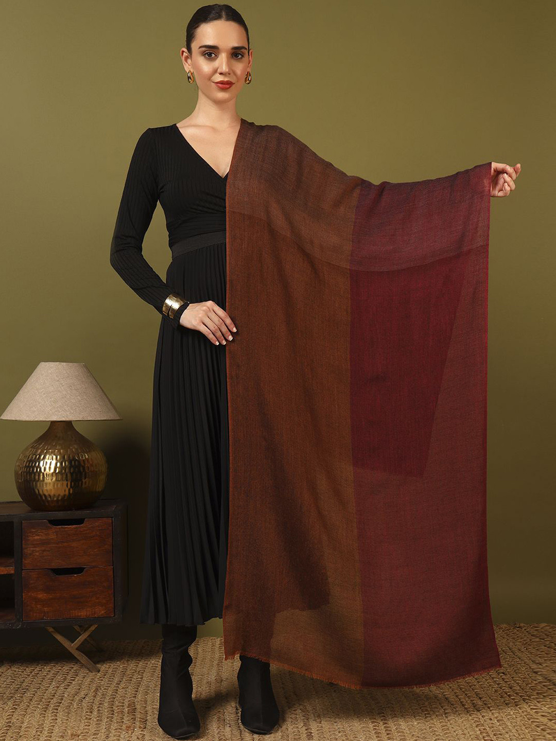 Kala Maison Color-Blocked Merino Woolen Stole