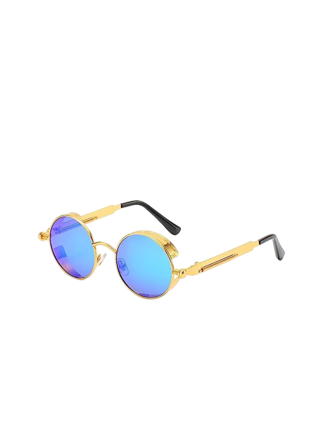 SPADEACES Kids UV Protected Lens Round Sunglasses Steampunk Gold Blue -14