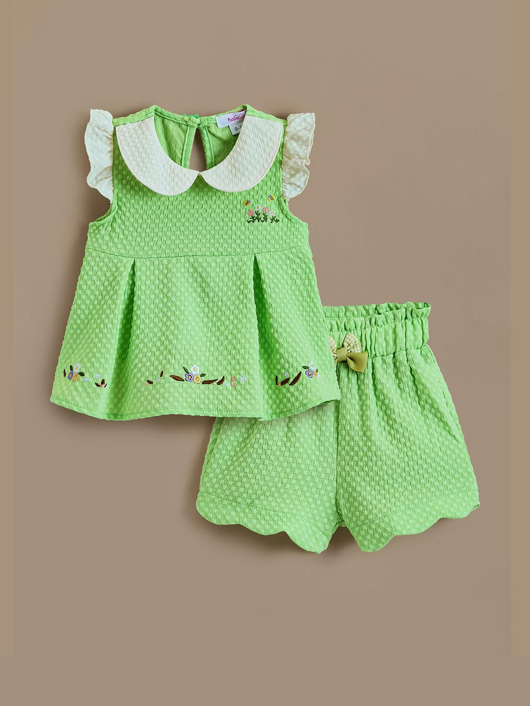 2-Pc Floral Embroidered Short Set