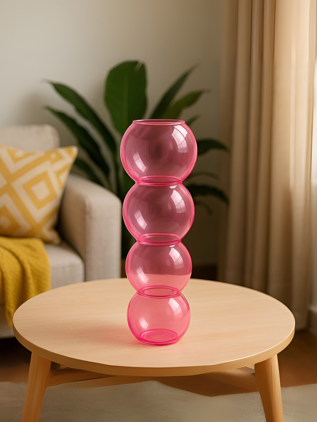 ecofynd Glass Round shaped Table Vase