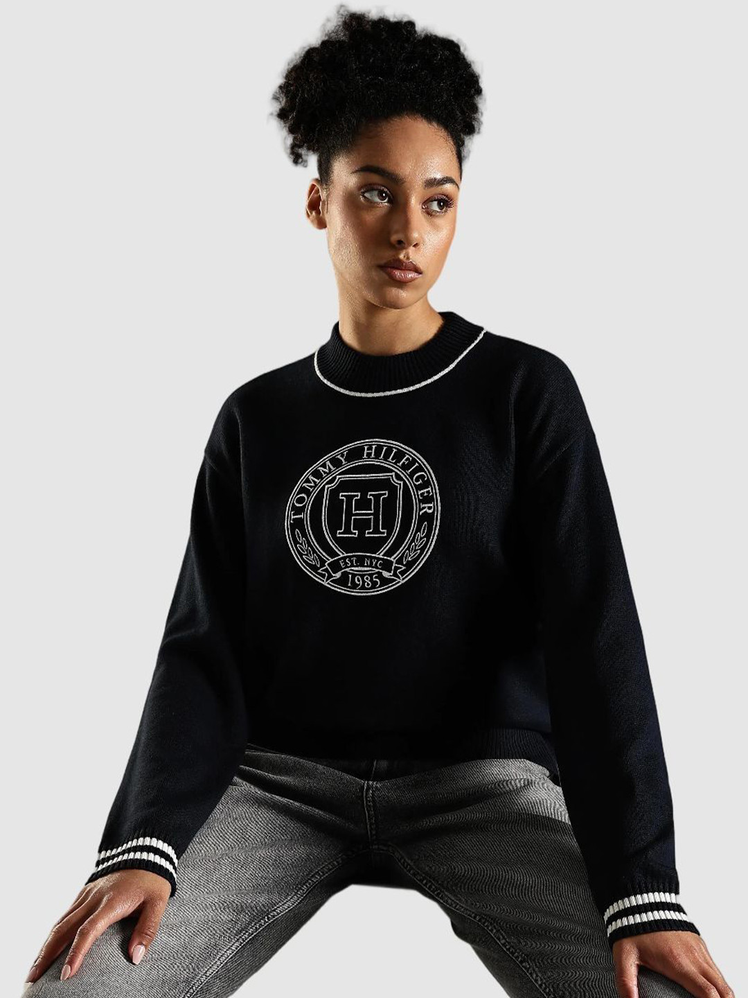 Tommy Hilfiger USA Women Regular Fit Cotton Crew Neck Sweater