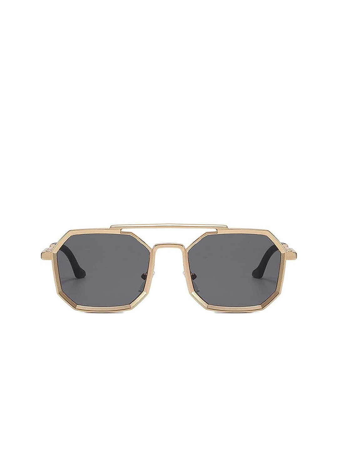 SPADEACES Unisex  Rectangle Sunglasses GOLD BLACK POLYGON -482
