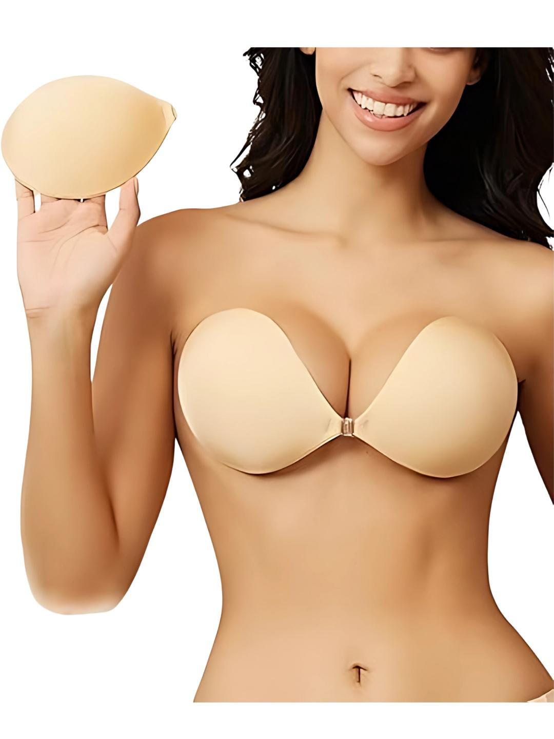 Kilvis Women Beige Non-Wired Push-Up Half Coverage Lightly Padded Polyester Bra