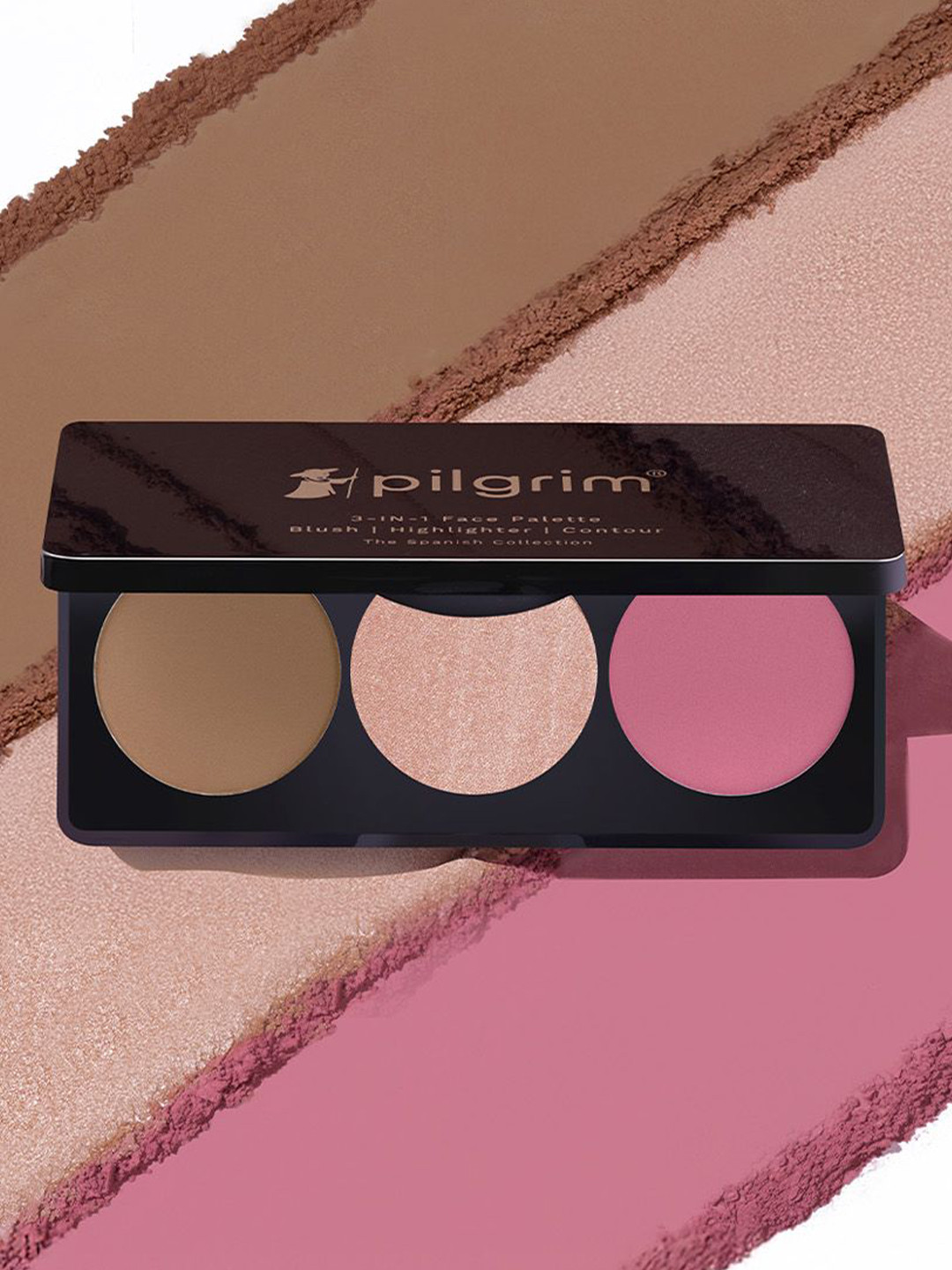 Pilgrim 3 In 1 Face Palette Blush, Highlighter & Contour - 12 g - Sultry Romanc 02