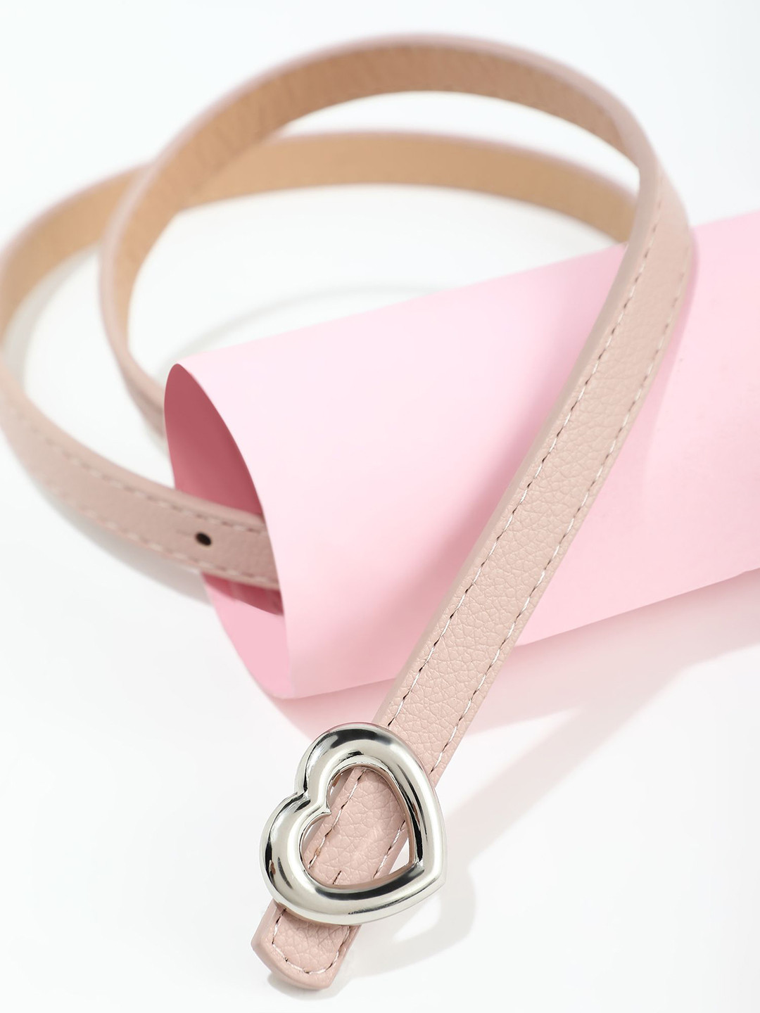 LULU & SKY Women Solid Push Pin PU Belt
