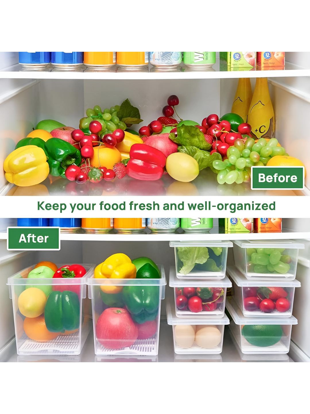 Virtuous Transparent 4 Pieces Fridge Containers