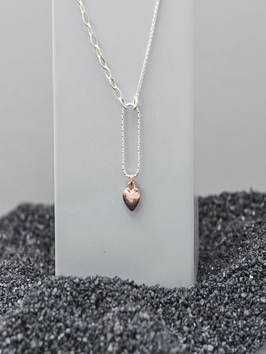 TASSYA Silver-Plated Heart-Charm Pendant With Chain